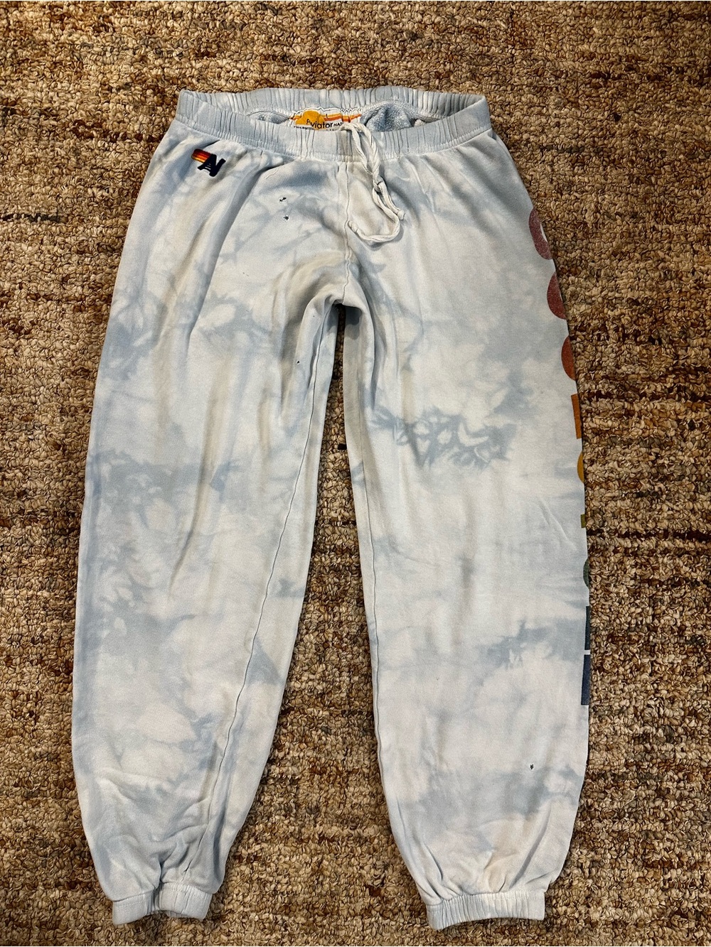Aviator Nation x SoulCycle Tie Dye Sweatpants Blue & White
